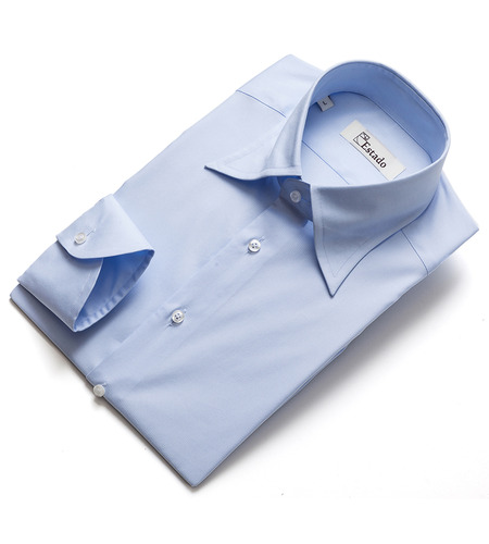 Cotton shirts - Solid (Long-point/Skyblue)