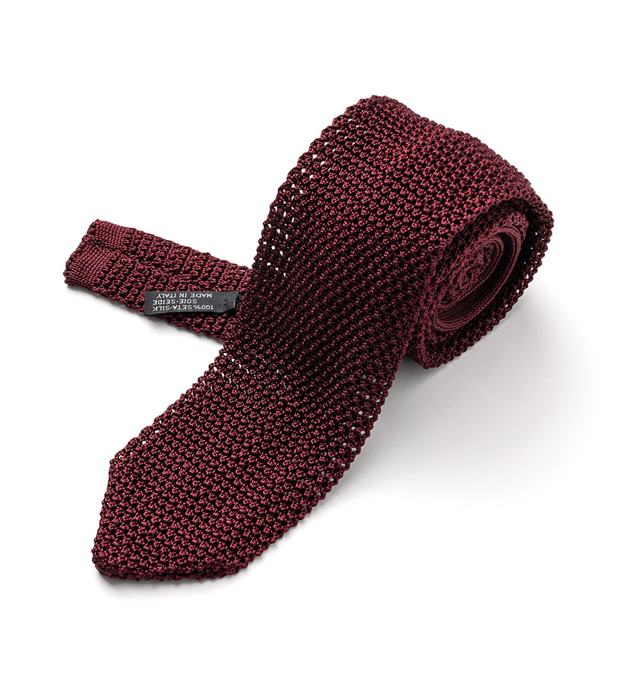 Knit tie (Burgundy)