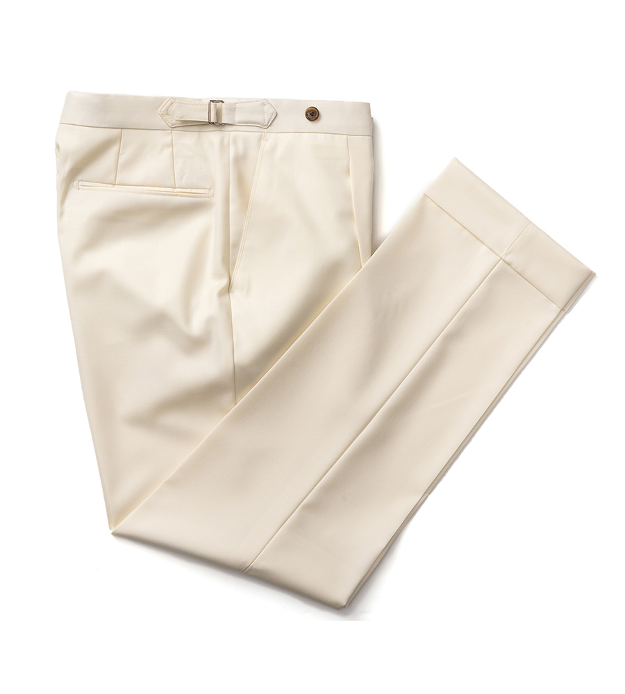 Canonico wool Beltless Pants (Cream)